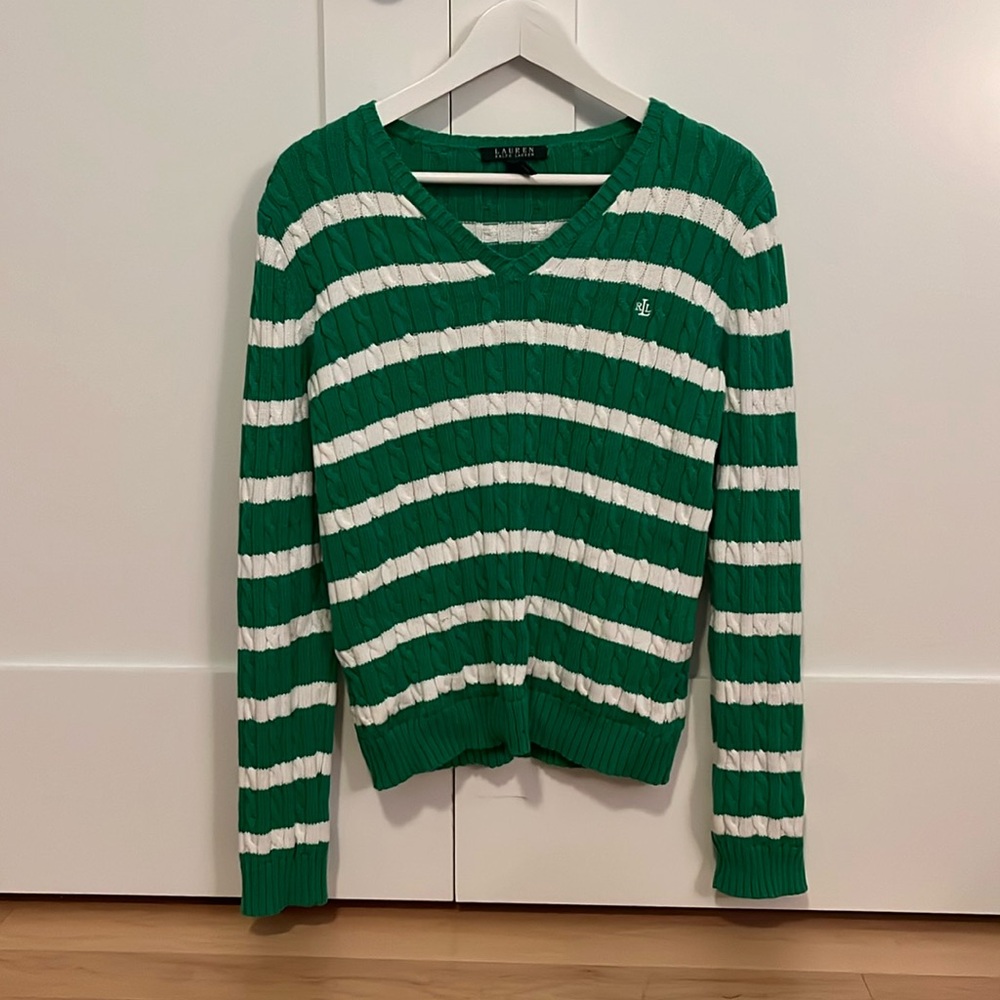 Green & white striped Ralph Lauren sweater